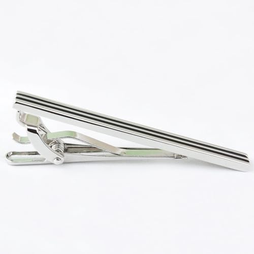 Peluche Mr. Deeper Enamel Sleek Look 2 Silver Cufflink and TiePin Set for Men (Black and Silver)