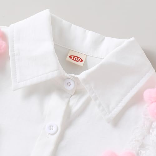 Hopscotch Girls Full Sleeves White 2-Pc Floral Applique Shorts Set For Age (3-4 Years)