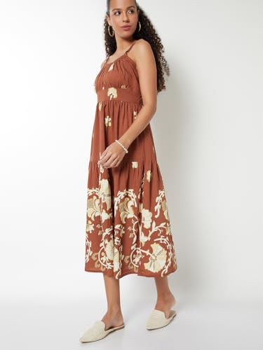 Max Women Printed A-line Dress (Maroon_L)