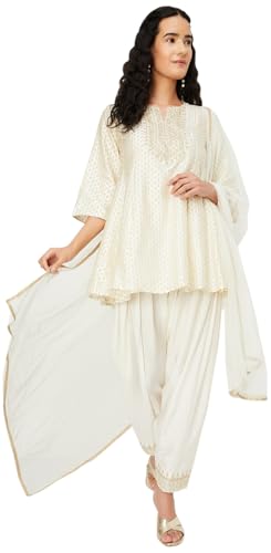 Max Women's Georgette Kurta Set (EXST44045_Off White_XL