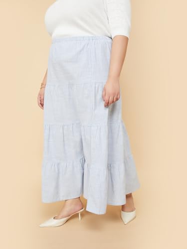 Max Cotton Blend Western Skirt Blue