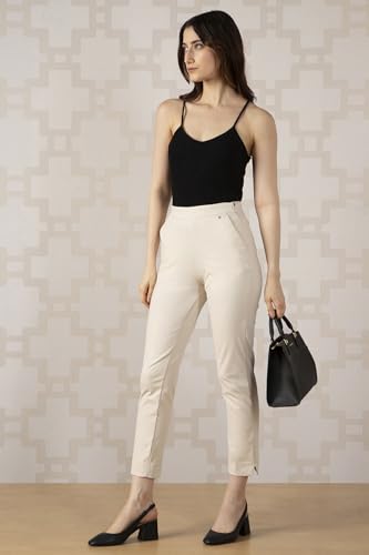 Van Heusen Women Beige Solid Formal Regular Fit Trousers