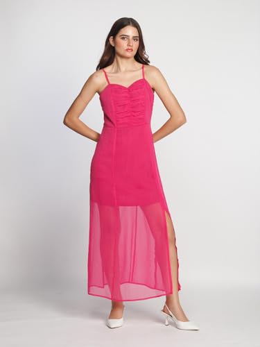 Zink London Women's Pink Solid Maxi Dress