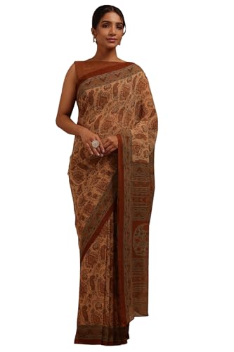 Soch Womens Earth Georgette Paisley Print Saree