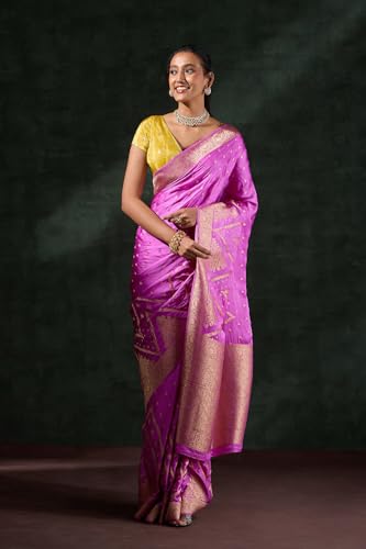 Taneira Women Purple Woven Viscose Saree with Unstitched Blouse Piece (SAPP01AB0915-Purple)