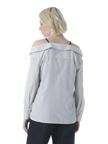 ONLY Women's Striped Regular Fit Blue Shirt