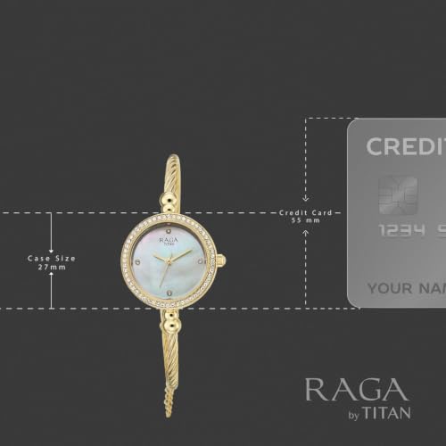 Titan Raga Spotlight 2.0 Quartz Analog 3Hands Display White Dial Textured Kada Color Strap Watch for Women - 95425YM01