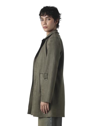 ONLY Women's Solid Regular Fit Green Coat