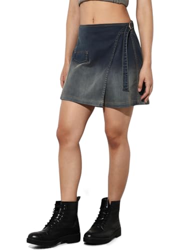 ONLY Women's Wrap High Rise Blue Skirt