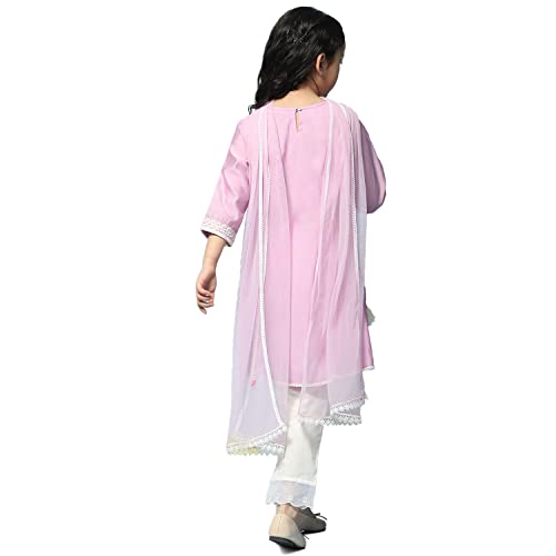 BIBA Cotton Girl Solid Straight Kid Salwar Suit Set(Kw5201_Lilac_5)