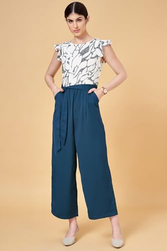 Women's Annabelle Teal Jumpsuit Regular Fit,Teal,XS