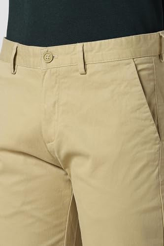 Men Beige Solid Super Slim Fit Casual Trousers