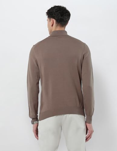 U.S.Polo Association Men's Turtleneck Regular Fit Sweater Light Brown