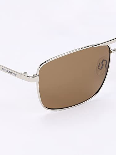 Skechers Men Aviator Silver Polarization Sunglasses, large