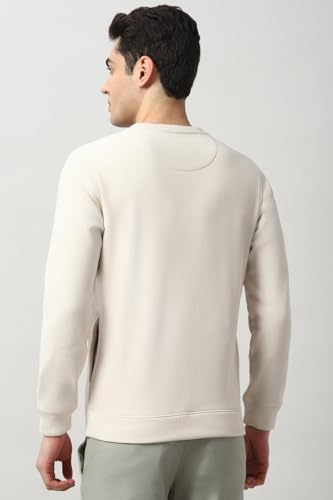 Men White Textured Crew Neck Sweatshirt