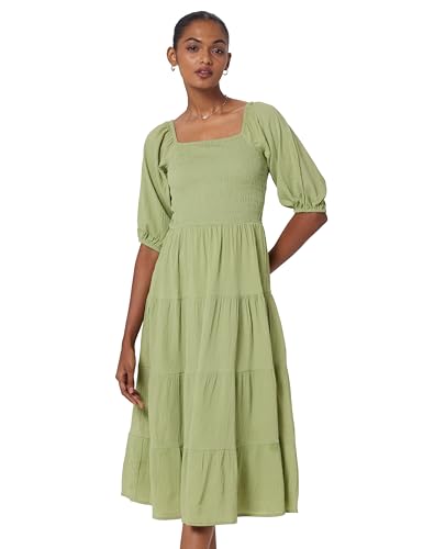 Styli Women's Polyester A-Line Midi Casual Dress (7007603213_Green