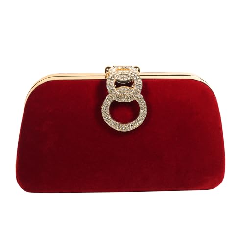 Feelon Clutch Purses For Women, Evening Bag with Detachable Chain Shoulder Bag for Party Wedding Evening Dress (wine)