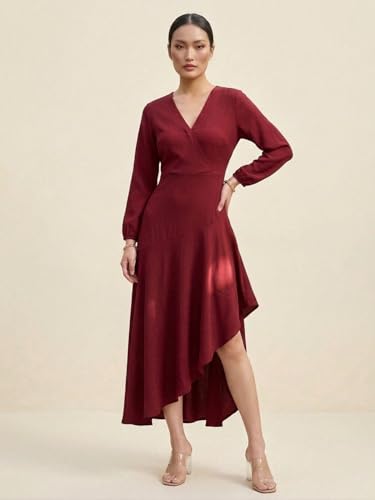 Varanga Modern Edge Dress Maroon