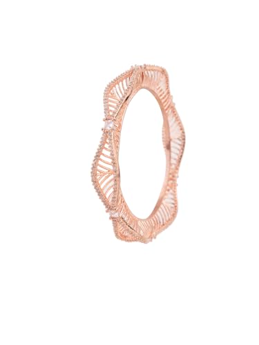 Priyaasi American Diamond Zig Zag Rose Gold Bangle Set of 2