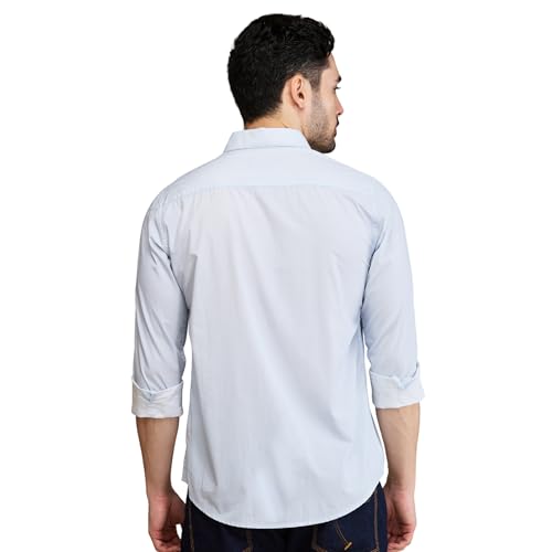 Being Human Light Blue Slim Fit Regular Collar Men's Shirt Clothing