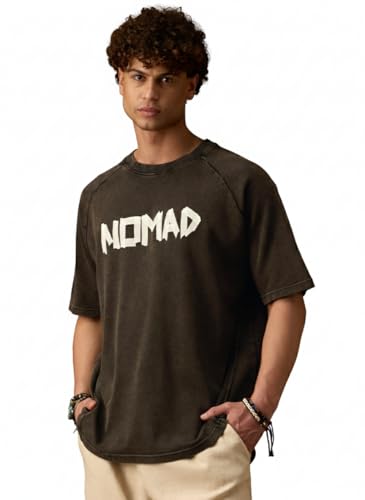The Souled Store Nomad: Pathfinder Men and Boys Short Sleeves Round Neck Graphic Printed Typography Casual Drop Shoulder Streetwear Trendy Cotton Oversized T-Shirt