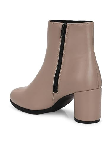 Delize Beige Women's mid Heel Ankle Length Boots 57010-38
