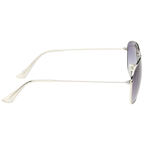 French Connection|Silver Full Frame Square Sunglasses|100% UV Protected (Uv 400) Grey Gradient Faded Lens|Men's|Large|FC 7638 C3 58 S
