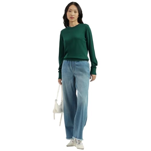 United Colors of Benetton Round Neck Solid Sweater (Size: XXL)-25A1092D3730G05C Green