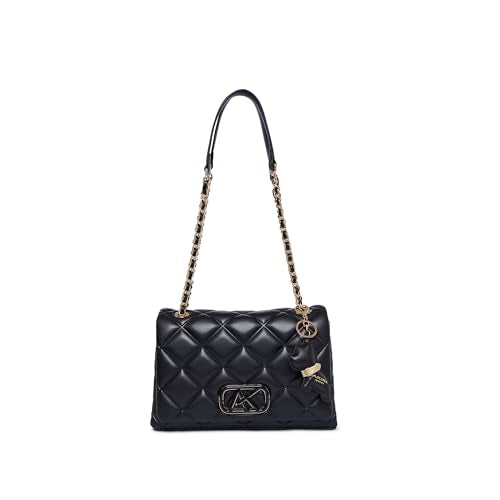 Akiki London Women's Danson 26 Sling Bag|comes with Dog Charm|Flap Closure|Quilted Pattern|Vegan Leather Material|Chain detail in strap|Womens Sling Bag|Ladies Gift