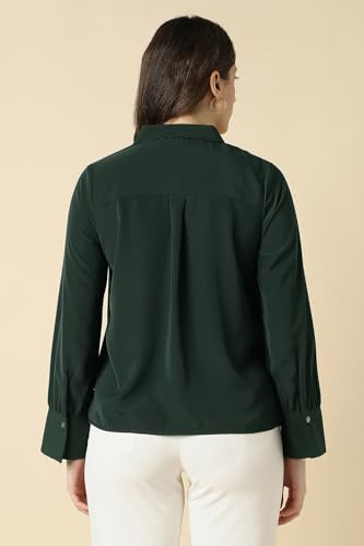 Women Green Solid Long Sleeves Shirt