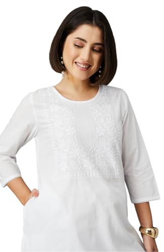 Max Women's Polycotton Regular Kurta (SCEKSU25VE_Off White