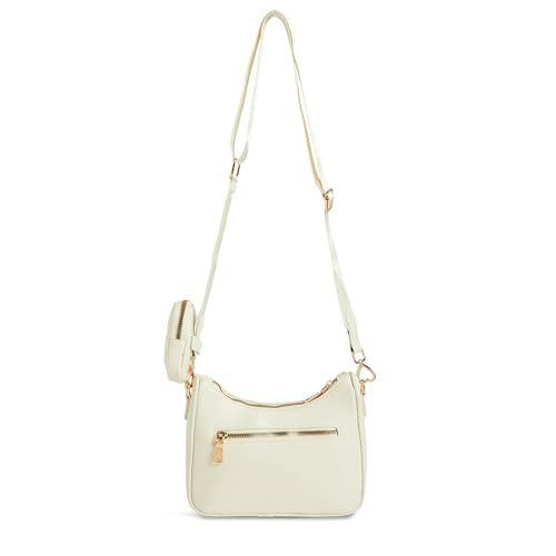 Caprese Monroe Medium Crossbody Bag for Women | Sleek Monogram Sling Bag with Detachable Pouch | Adjustable and Detachable Strap Shoulder Bag for Everyday Use (Tan)