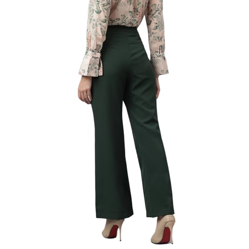 Latin Quarters Women Green Casual Solid High Rise Trouser_L