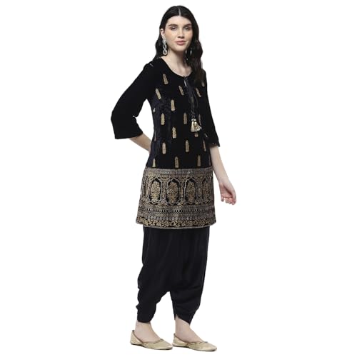 Biba Women Navy Blue Polyester Straight Kurta Pants Set_38