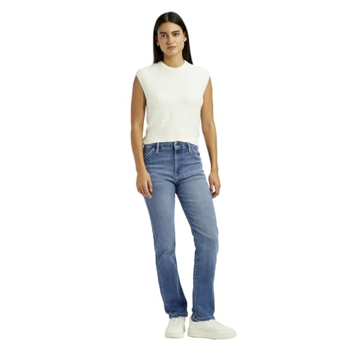 Levi's Women's Mid Rise Straight Fit Light-Blue Jeans