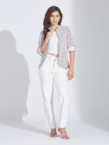 Latin Quarters Women Maroon 3/4Th Sleeve Two-Tone Round Neck Cropped Shrug_M