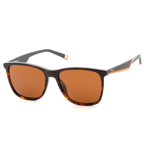 FILA 100% UV protected Solid Polarized sunglasses for Men with Havana Acetate frame and Brown colored Lens