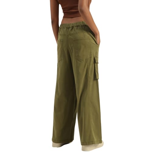 United Colors of Benetton Solid Easy Pull On Washed Cargo Pants (Size : 34) - 25A4DVKDF06GG20T Olive