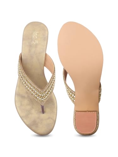 Inc.5 Womens Gold Ethnic Embellished Round Toe Block Heels