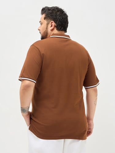Urbano Plus Men's Chocolare Brown Solid Regular Fit Half Sleeve Cotton Polo T-Shirt (pluspolosoltipp-02-chocbrn-5xl)