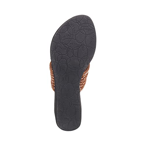 Metro Women's Gold Faux Leather Slip On Comfy Ethnic Fashion Sandals UK/4 EU/37 (35-4810)