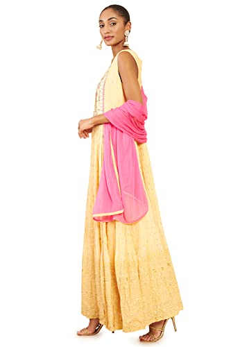 Soch Women Beige Art Silk Embroidered Gown