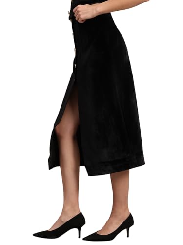 VERO MODA Women's Straight Fit High-Rise Black Skirt