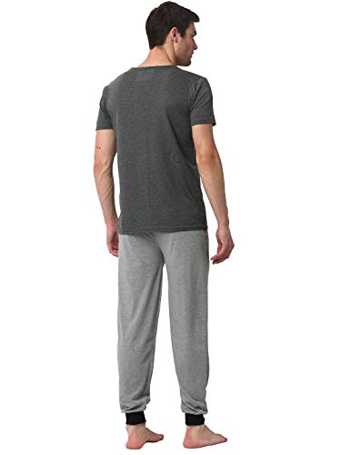 Mack JONNEY Cotton Blend Night Suit Co-ord Set for Men with Round Neck Half Sleeve T-Shirt and Track Pant-T_ANT_D9_MLG_02-XL