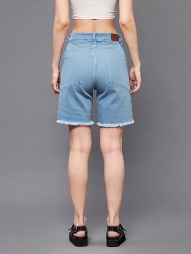 Miss Chase Women's Regular High Rise Above Knee Stretchable Denim Shorts (MCSS22DEN09-05-158-38, Light Blue, 38)