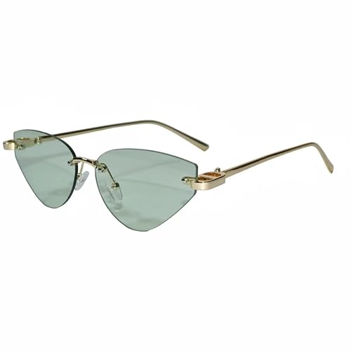 Luxury Rimless Cat Eye Sunglasses for Women | Premium UV Protected Designer Sunglasses | Stylish Lightweight Fashion Shades for Driving, Travel, Beach & Outdoor Wear (green)