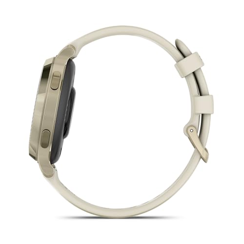 Wearable4U Garmin Lily 2 Active, Lunar Gold with Bone Silicone Band, Small and Stylish Smartwatch, Built-in GPS, Hidden Display, Patterned Lens, Up to 9 Days Battery Life Power Bank Bundle