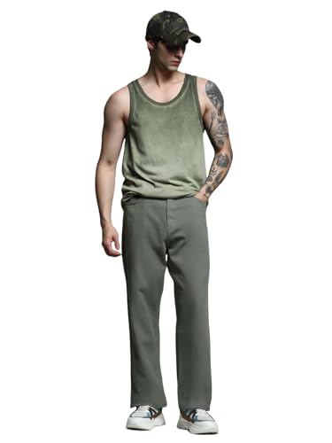 Jack & Jones Men's Mid Rise Regular Fit Green Pants