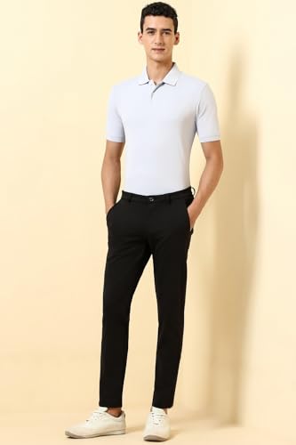 Men Black Solid Casual Trousers