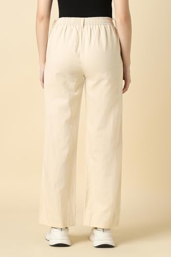 Women Beige Solid Casual Trousers